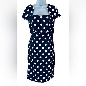 Grace Karin Navy Blue Polka Dot Midi Dress